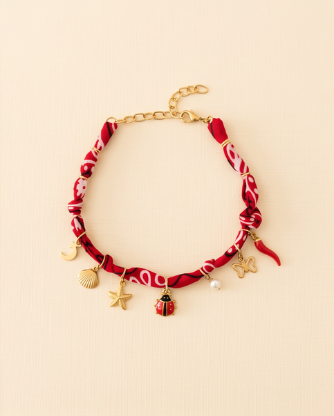 Bracelet de cheville bandana rouge