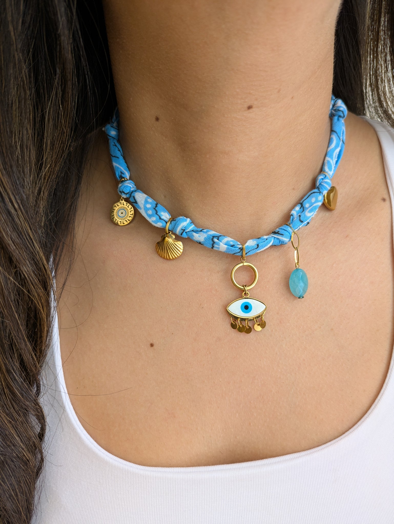 Collier Bandana bleu