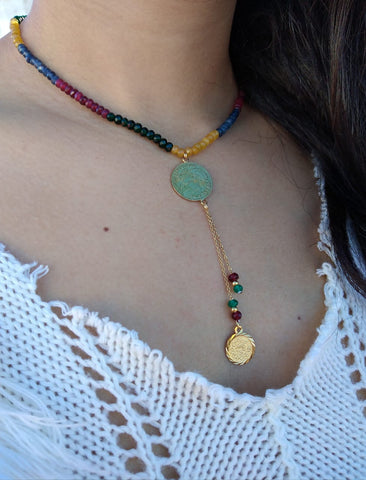 collier en acier aves des pierres naturelles